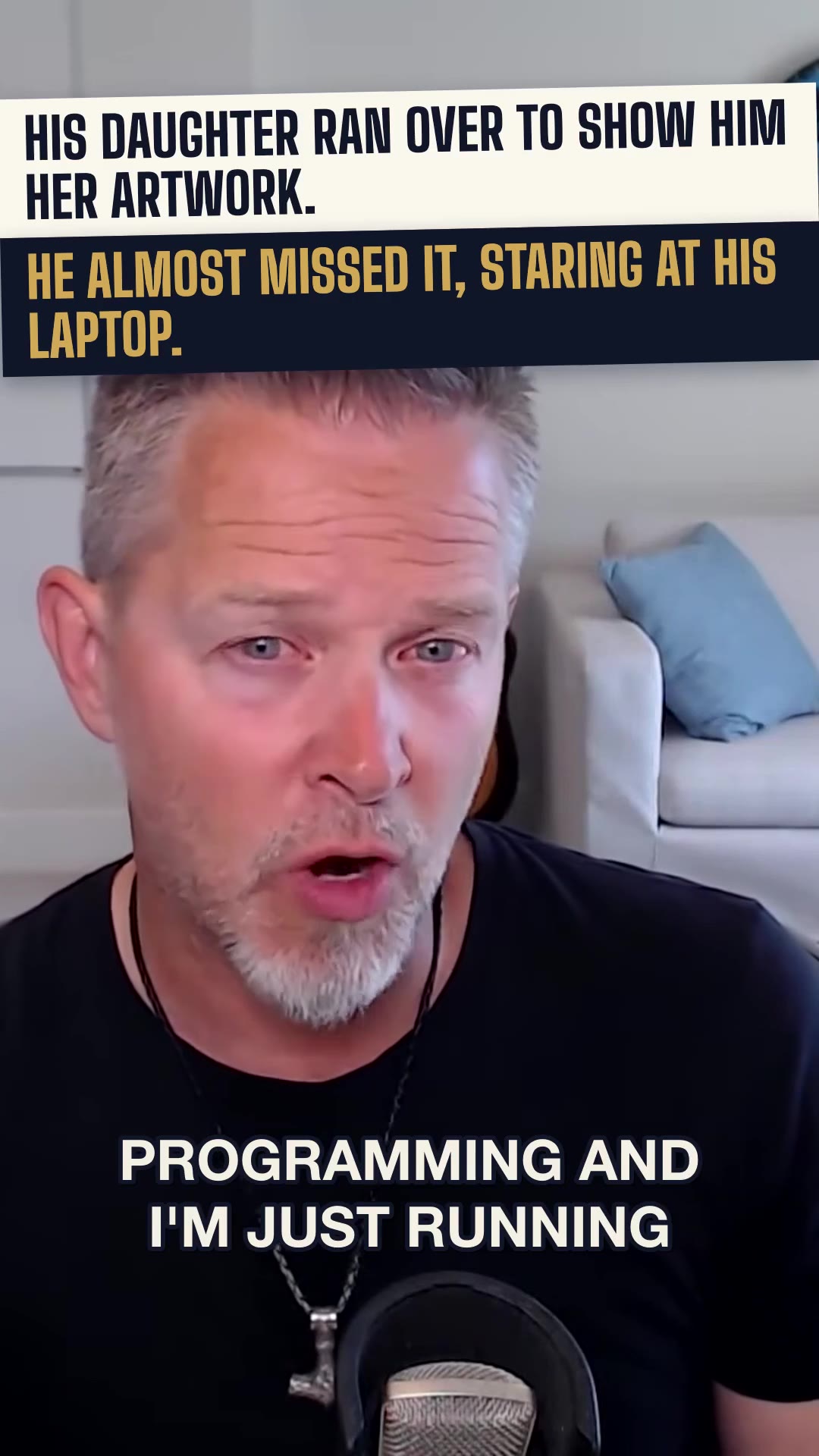 His daughter ran over excited to show him her artwork. He almost brushed her off for his laptop.